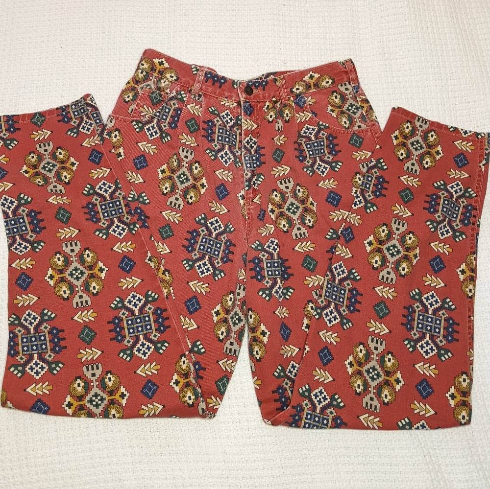 Vintage Baggy Mom Jeans US 32, 80s patterned baggy southwest